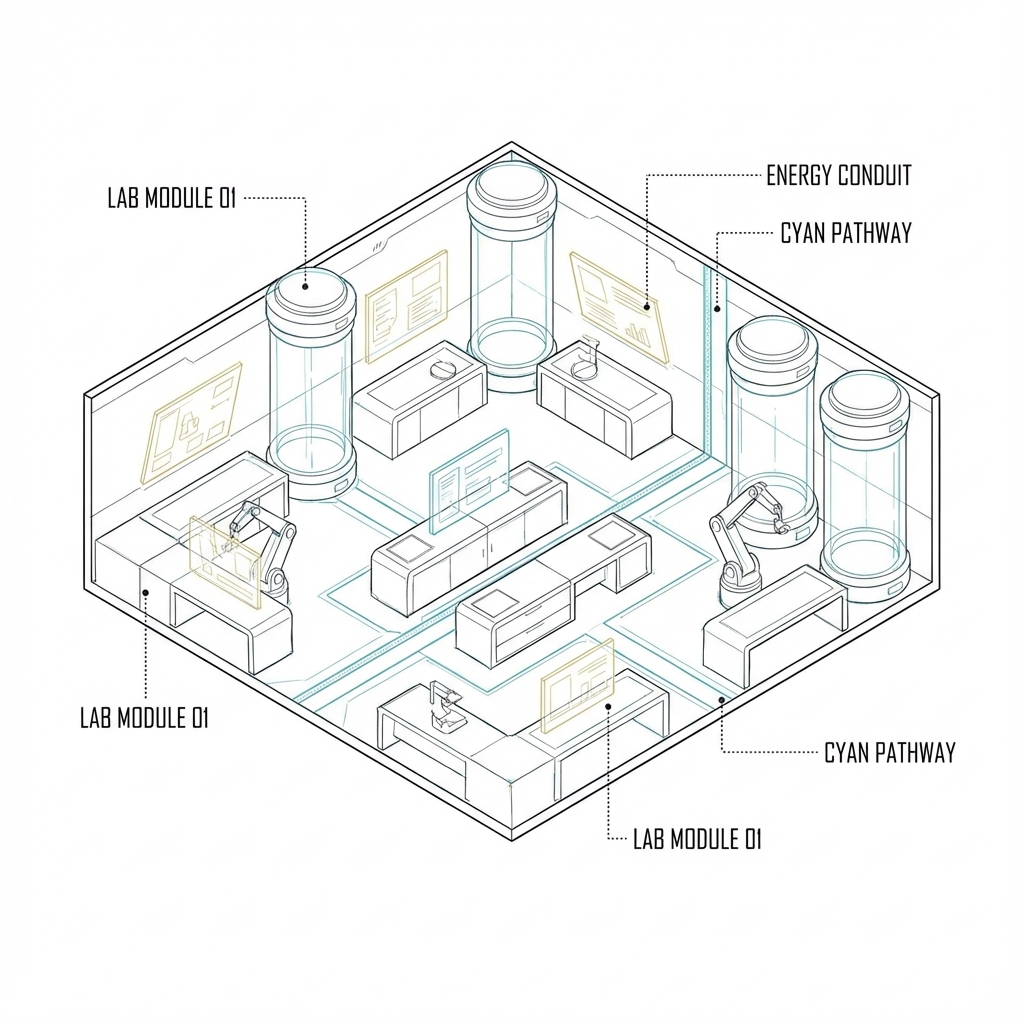 Futuristic clean biotech facility